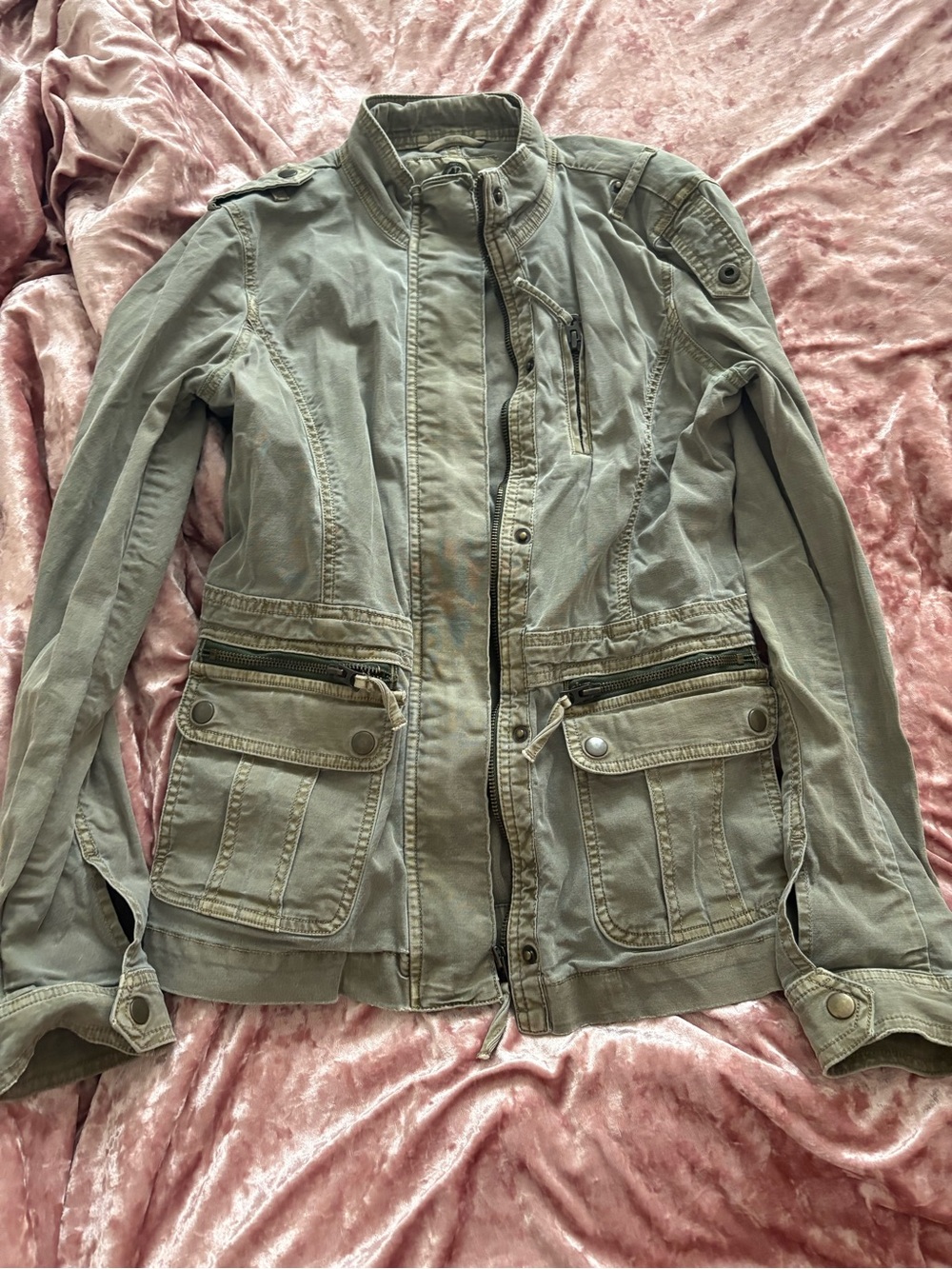 Lucky Brand Olive Utility Jacket with Multiple Pockets